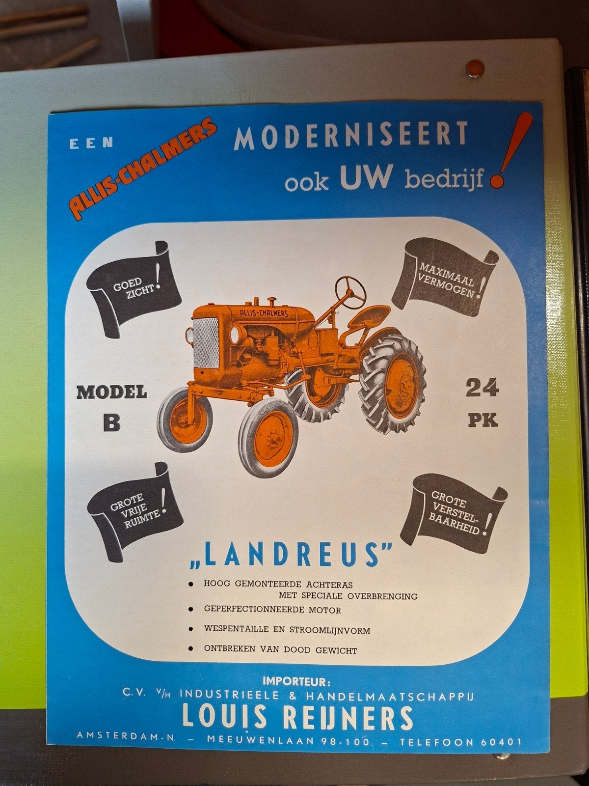 Folder Allis Chalmers Nederlandstalig, Ophalen of Verzenden, Gelezen, Tractor en Landbouw