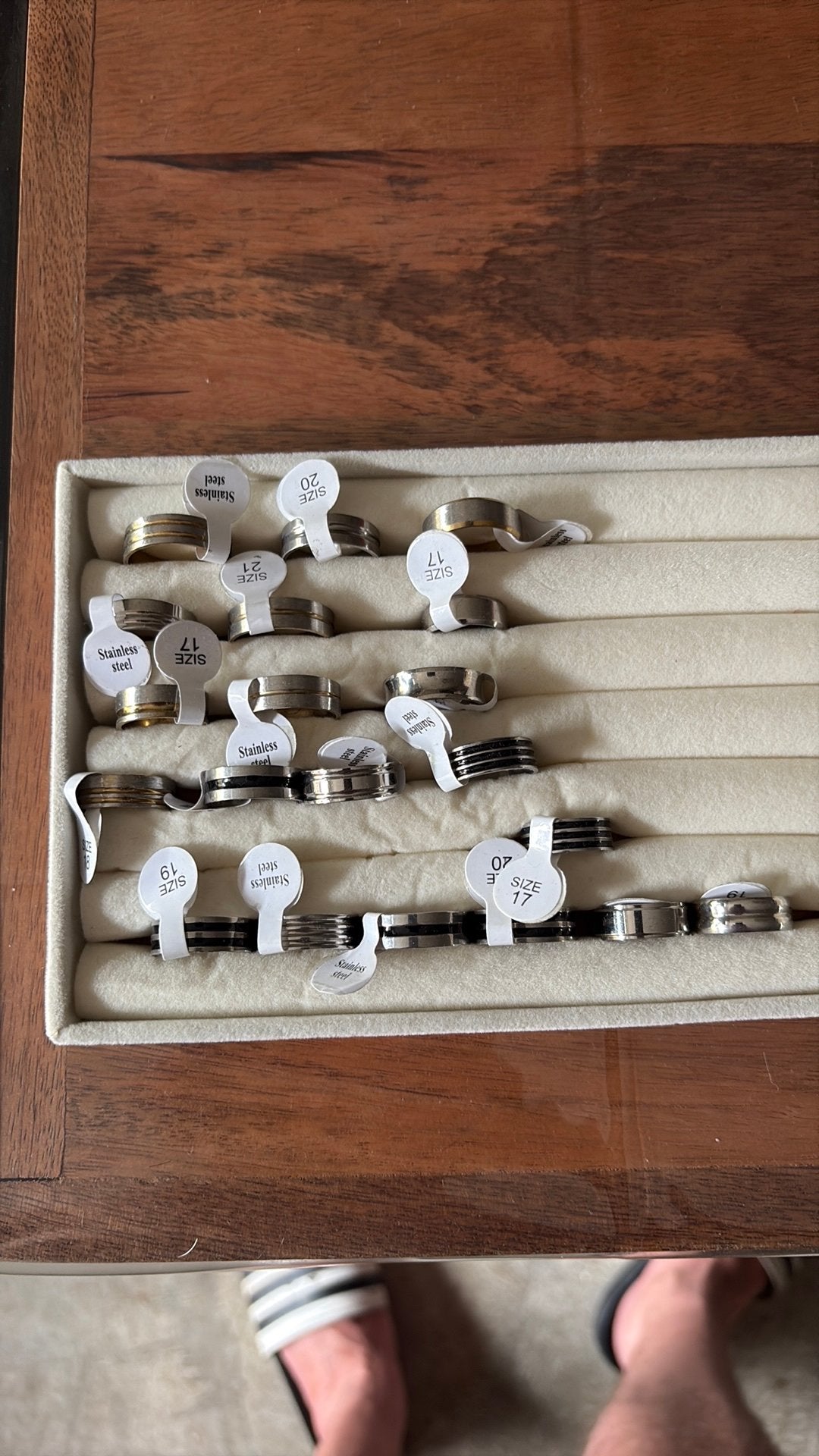 Partij met rvs ringen, Sieraden, Tassen en Uiterlijk, Ringen, Ophalen, IJzer of Staal, Nieuw, Dame of Heer