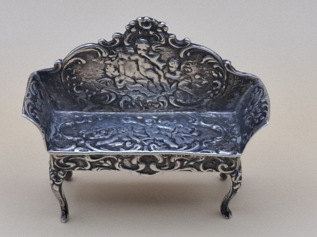 zeldzaam zilver miniatuur bankje, Ophalen of Verzenden, Zilver