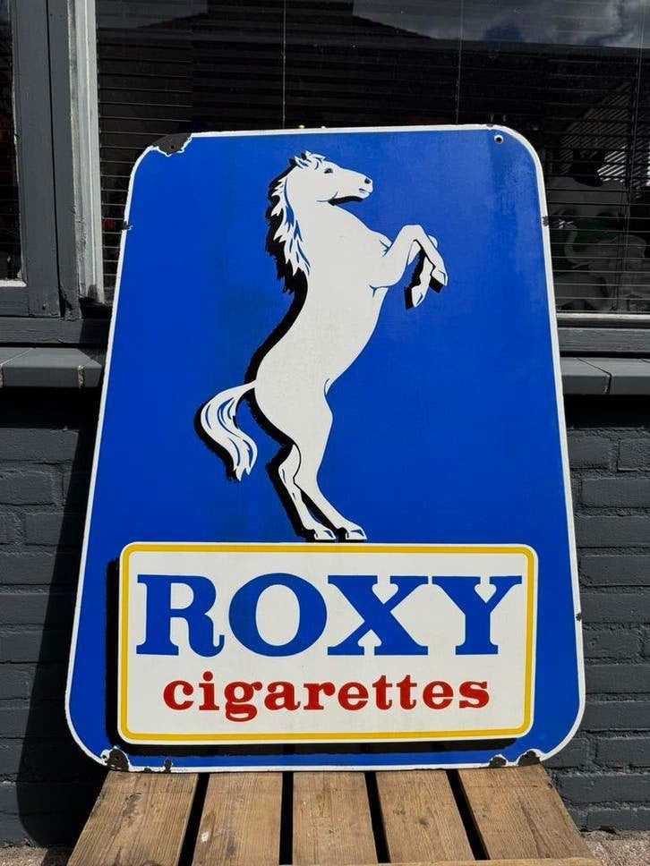 Vintage Roxy Sigaretten Emaille Reclamebord - Paard, Ophalen of Verzenden