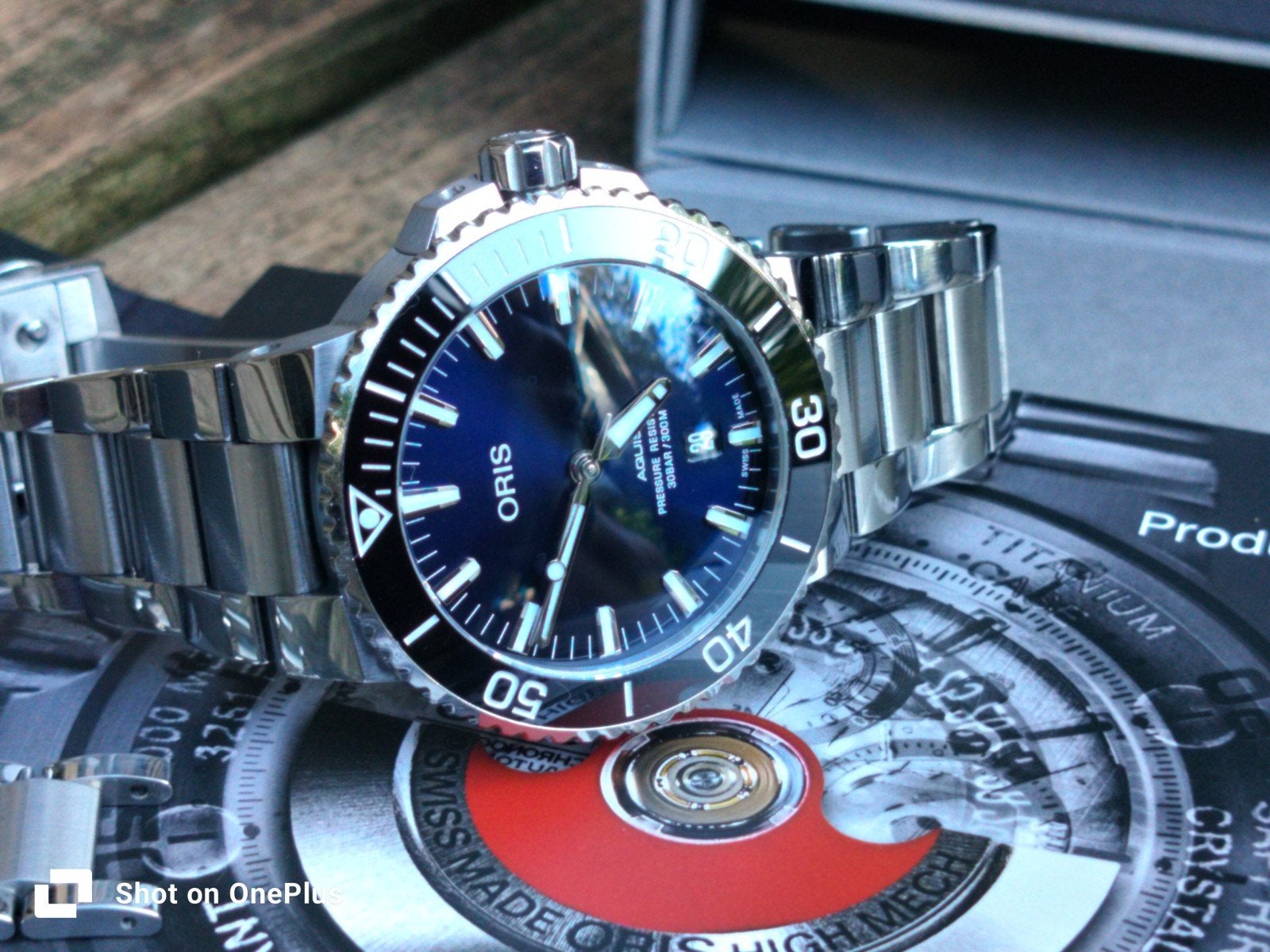 Prachtig Oris Aquis Date Blue Dial Automatic Horloge, Overige merken, Blauw, Ophalen of Verzenden, Zo goed als nieuw