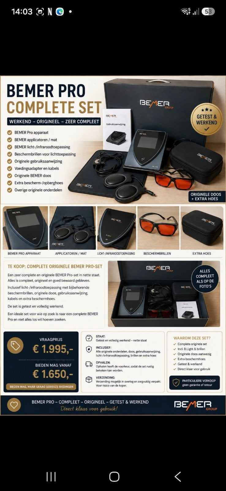 BEMER Pro Complete Set - Getest & Werkend, Ophalen, Gebruikt, Overige typen