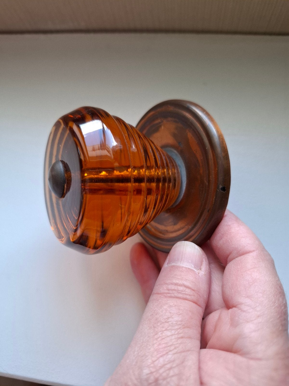 Schitterende Art Deco deurknop beslag Amberkleur, Ophalen of Verzenden
