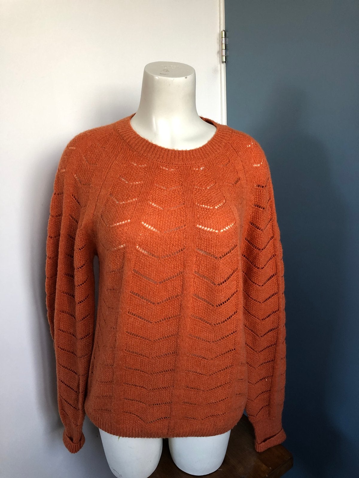 Norah zalm-oranje gebreide trui 36 ruim model met wol wollen, Oranje, Ophalen of Verzenden, Zo goed als nieuw, X