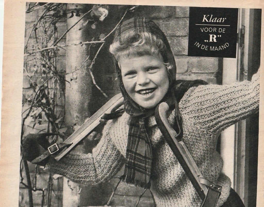 retro reclame 1963 Blue Band jongetje met Friese doorlopers, Verzamelen, Retro, Verzenden, Overige typen