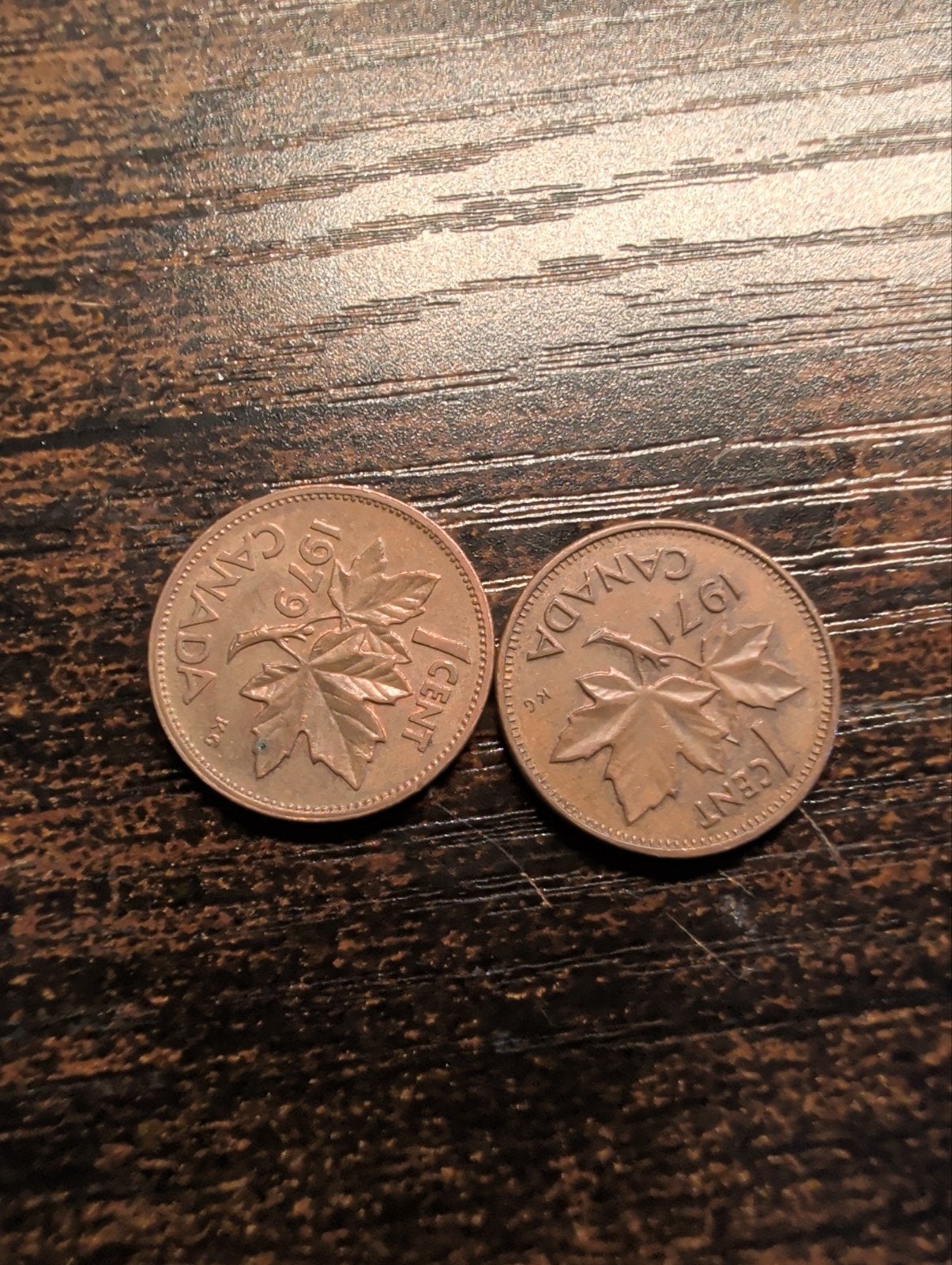 Canadese 1 Cent munten - 1971 en 1979, Ophalen, Overige landen, Losse munt