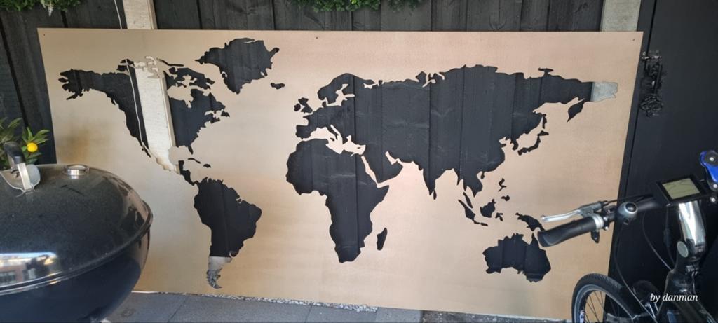 Wereldkaart koper kleurig, Ophalen of Verzenden, Zo goed als nieuw, Schilderij
