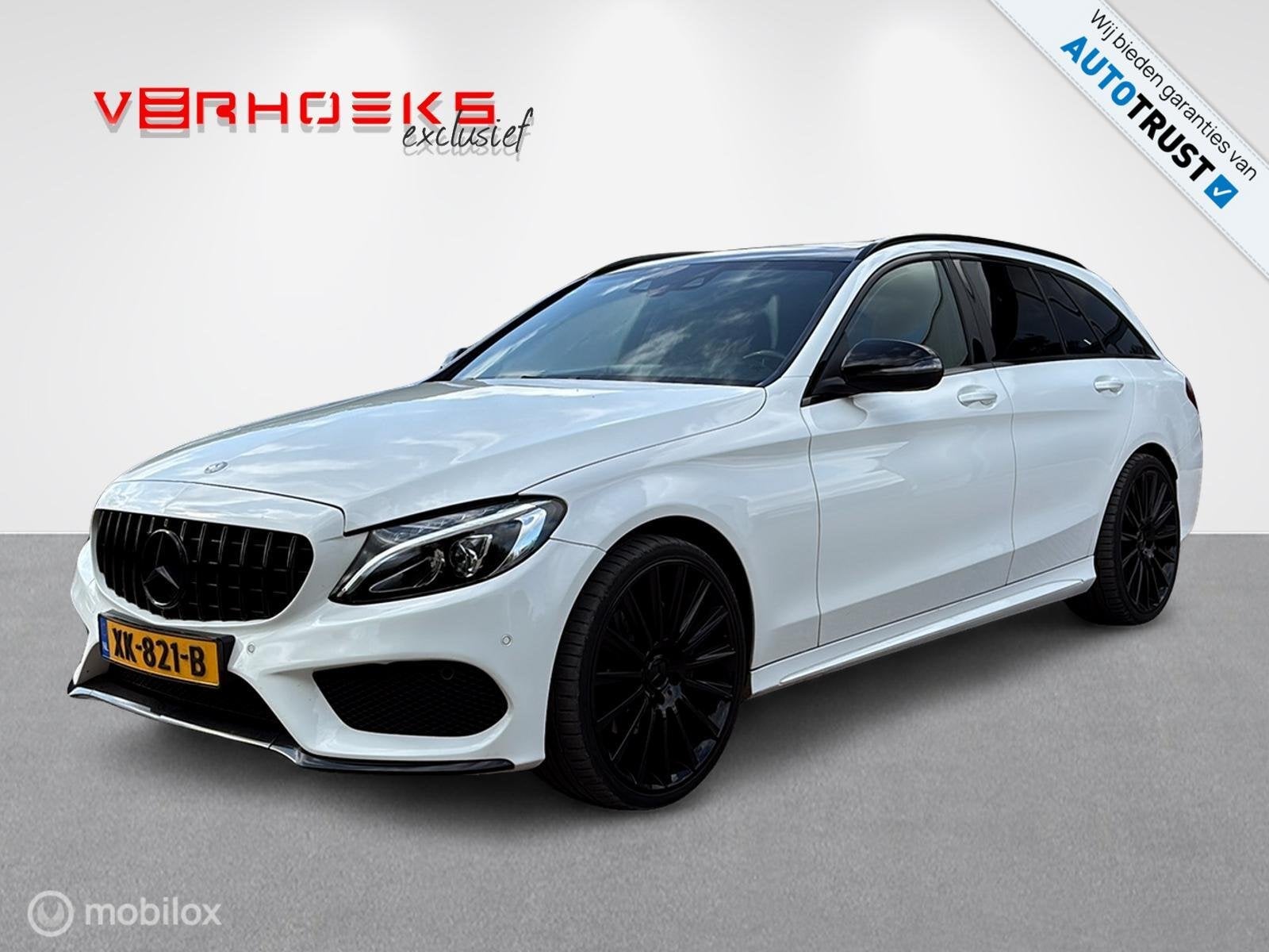 Mercedes C-klasse Estate 200 Prestige AMG/PANO/LEER/HEAD-UP, Auto's, Automaat, 4 cilinders, Wit, Leder