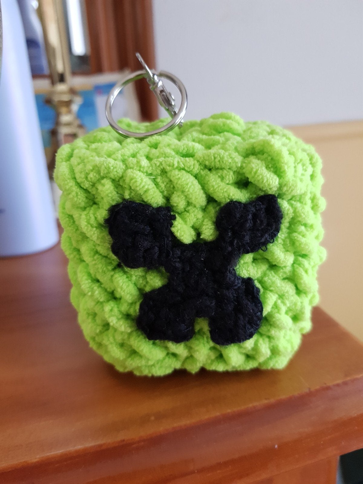 Gehaakte Minecraft Creeper sleutelhanger, Groen, Textiel, Ophalen of Verzenden, Zo goed als nieuw