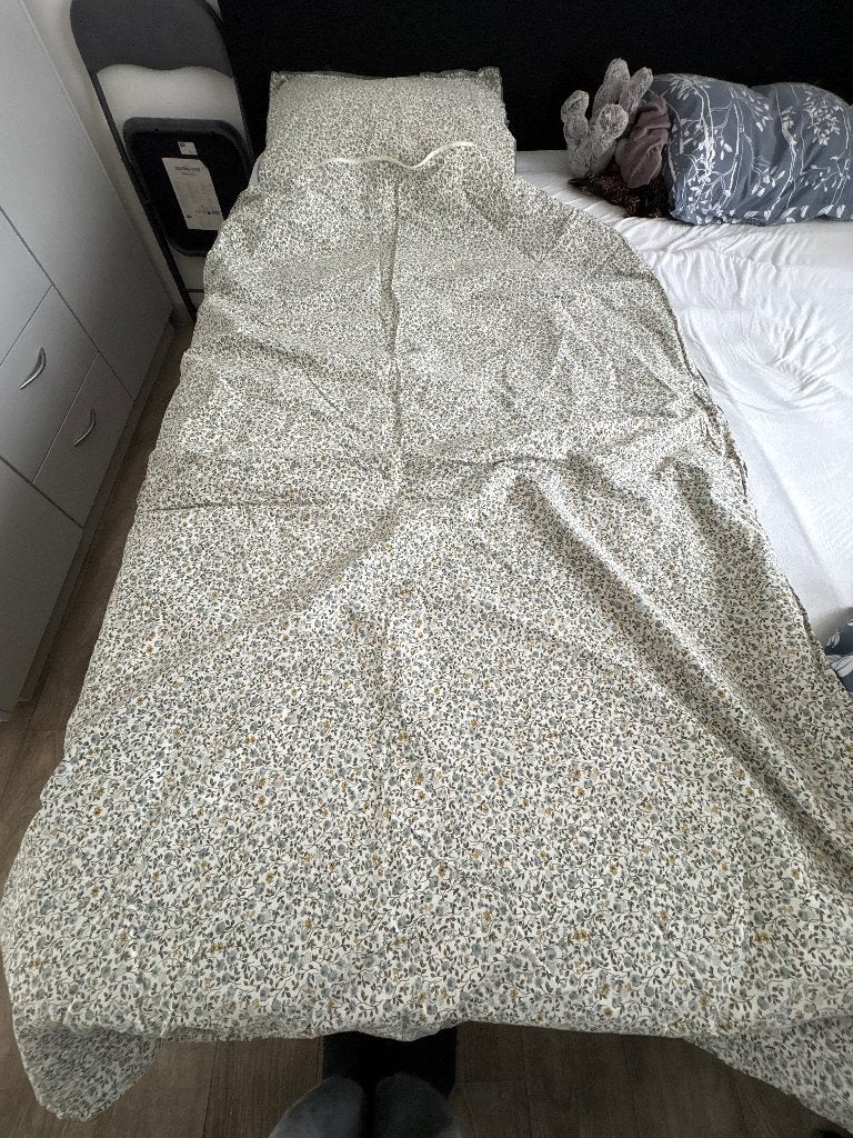Dekbedovertrek met bloemen 190x130cm en kussensloop 1P, Gebruikt, Dekbedovertrek, Ophalen of Verzenden, Overige kleuren