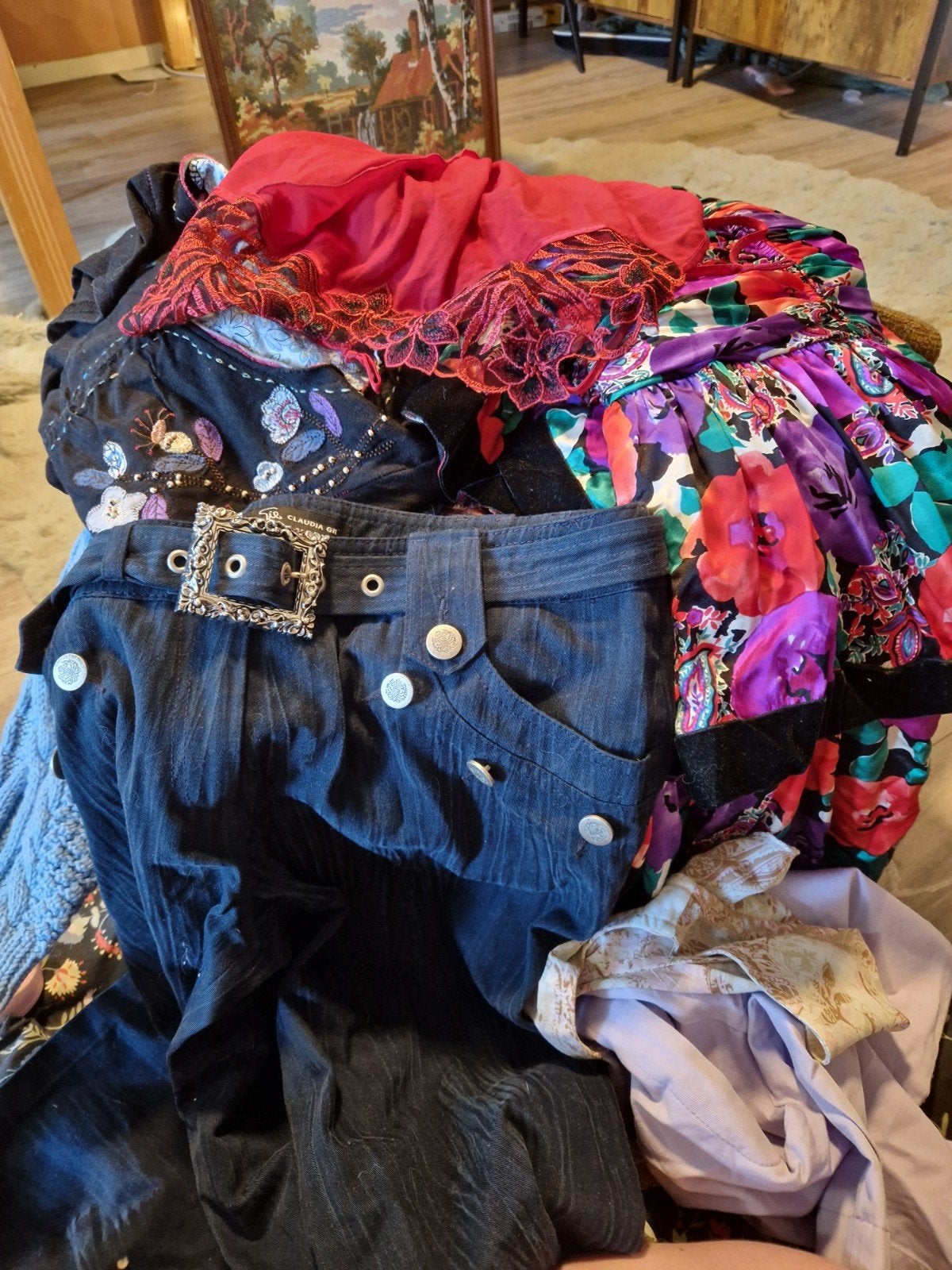 33x partij prachtige vintage kleding, tops jurken en truien, Verzenden, Zo goed als nieuw