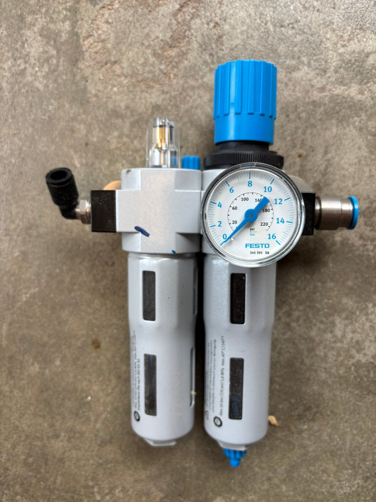 Festo LFR-D-MINI perslucht filterregelaar + olienevelaar, 10 bar of meer, Ophalen of Verzenden, Zo goed als nieuw, Minder dan 200 liter/min