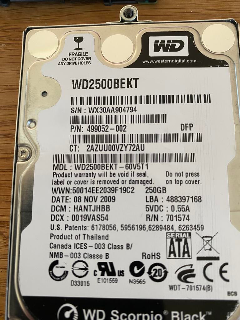 Laptop harddisks 250 Gb sata 7200 rpm, Ophalen, Intern, Gebruikt, Seagate