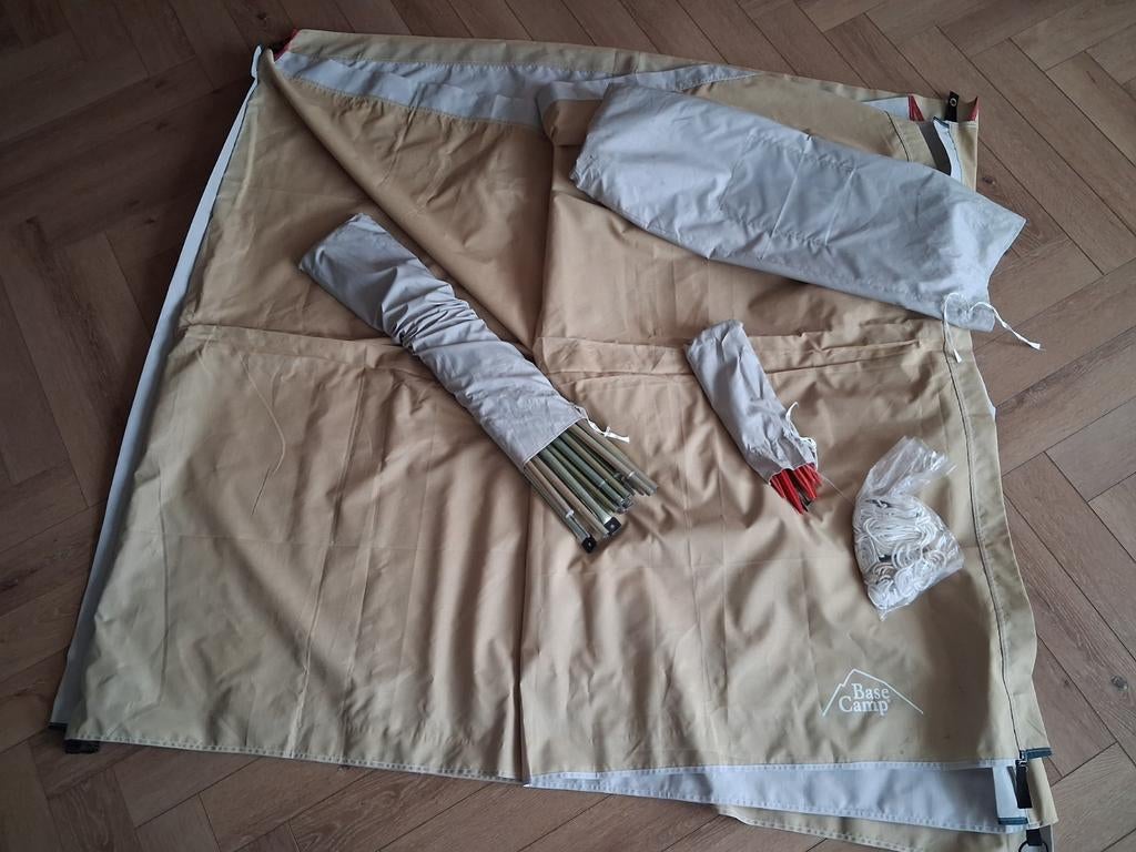 Windscherm 480 cm breed incl stalen stokken, Ophalen