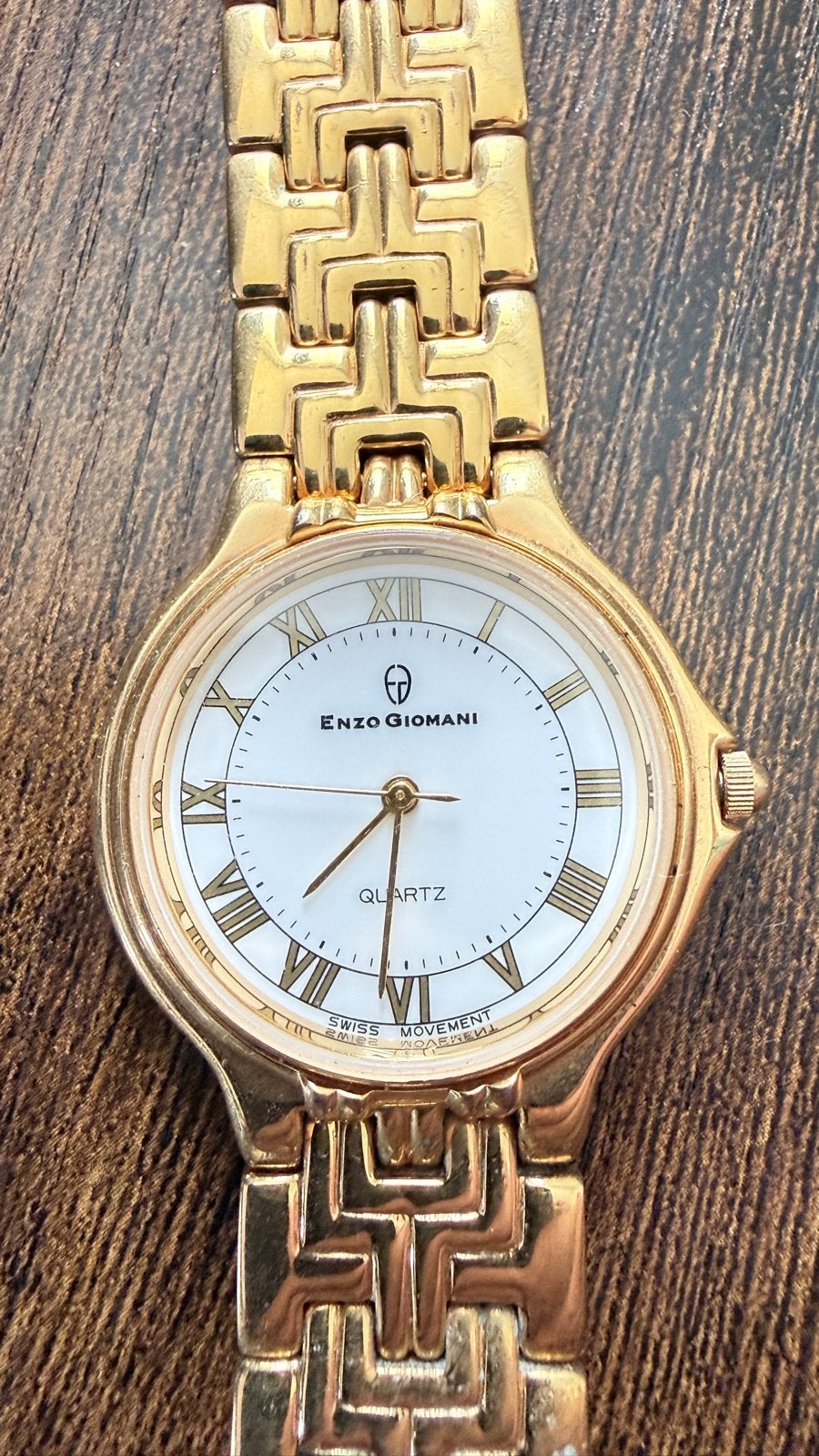 Enzo Giomani 9252G Quartz Horloge 18ct Verguld Swiss Movemen, Overige merken, Gebruikt, Polshorloge, Ophalen of Verzenden