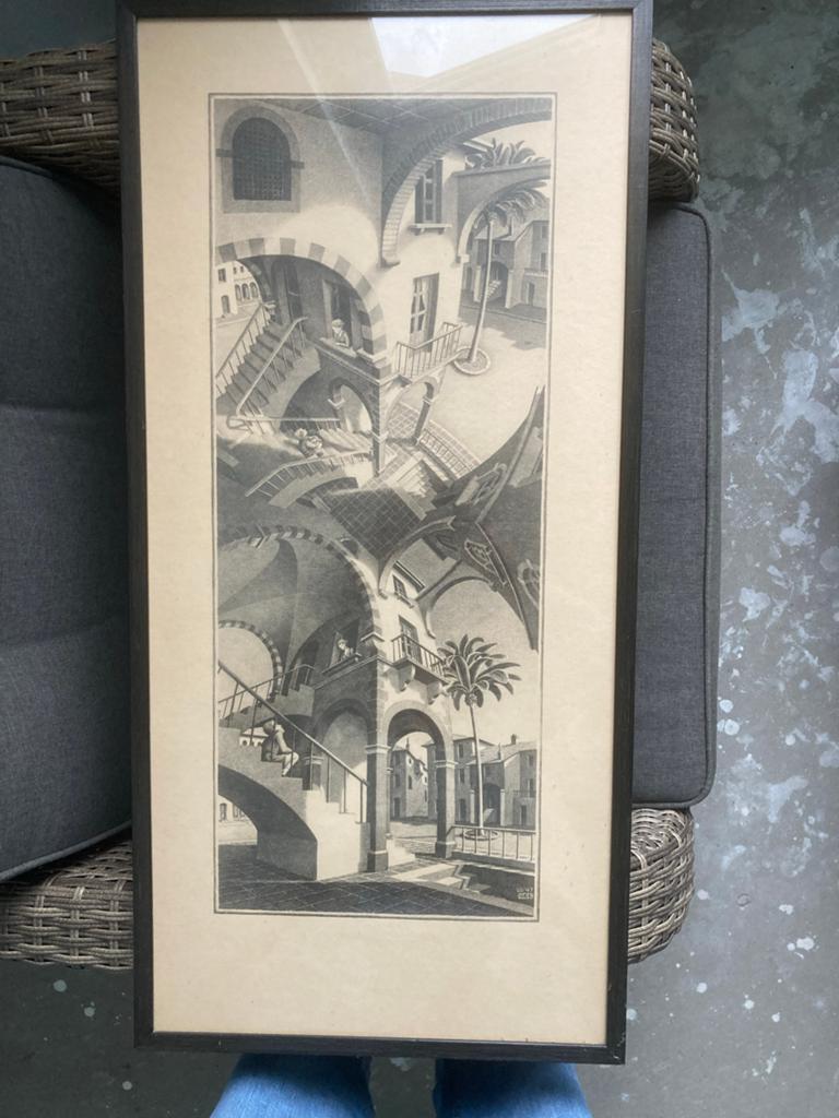 M.C. Escher - Trappenhuis (Relativity) - Lithografie, Ophalen, Ingelijst, 1950 - 1999, Architectuur