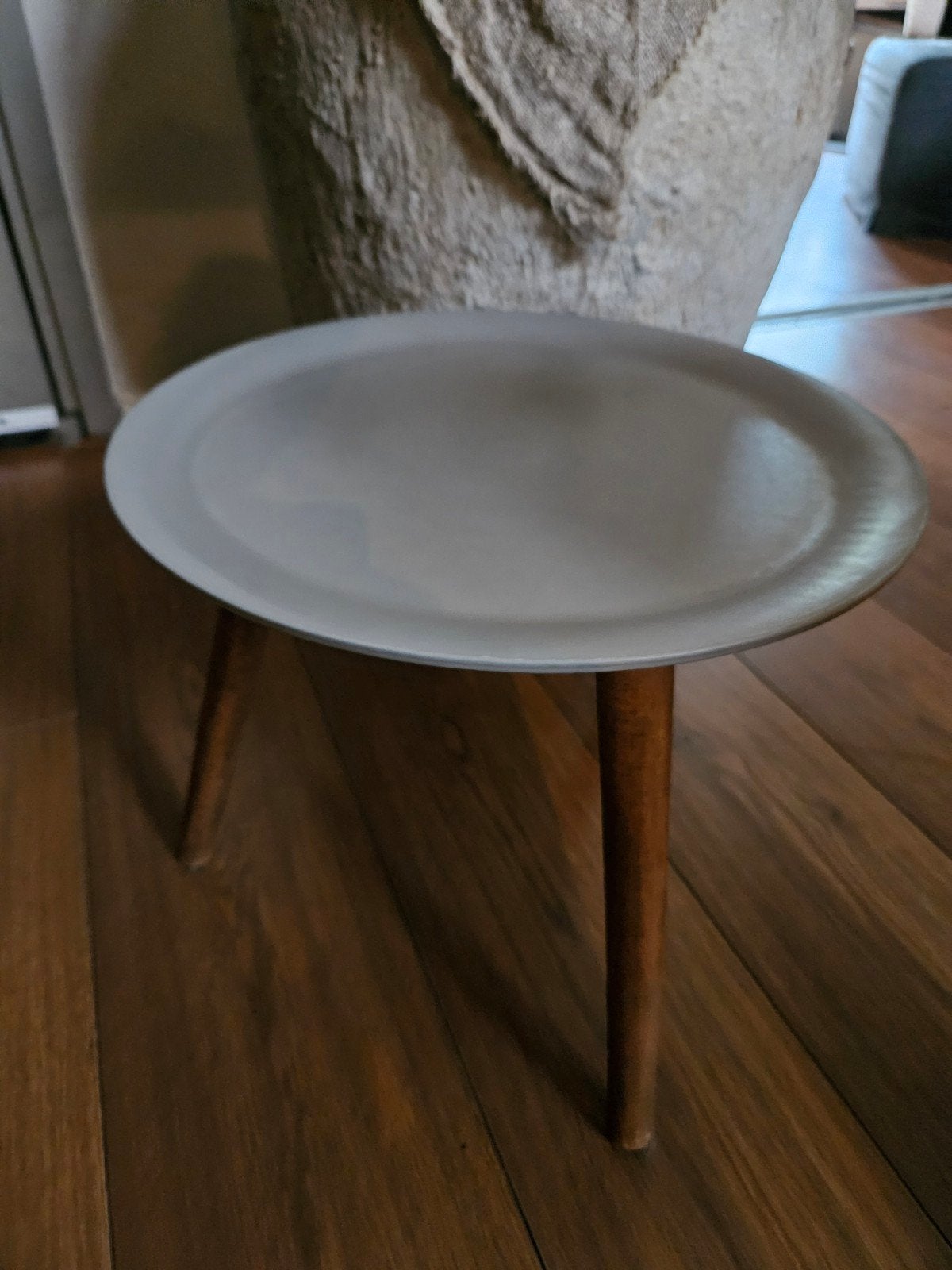 Bijzettafel met houten pootjes, Ophalen, Minder dan 45 cm, Minder dan 55 cm, Rond
