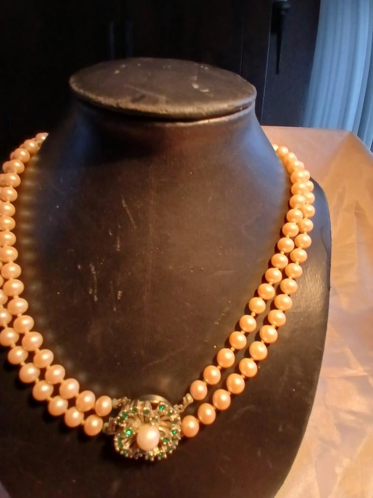 Parelketting faux vintage 1, Sieraden, Tassen en Uiterlijk, Antieke sieraden, Ophalen of Verzenden, Overige materialen, Ketting