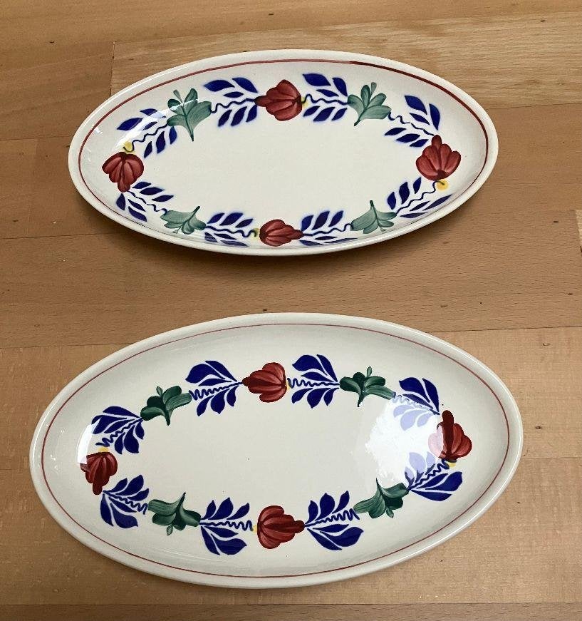 2 ovale boerenbont schaaltjes, Ophalen of Verzenden, Zo goed als nieuw, Aardewerk, Schaal of Schalen