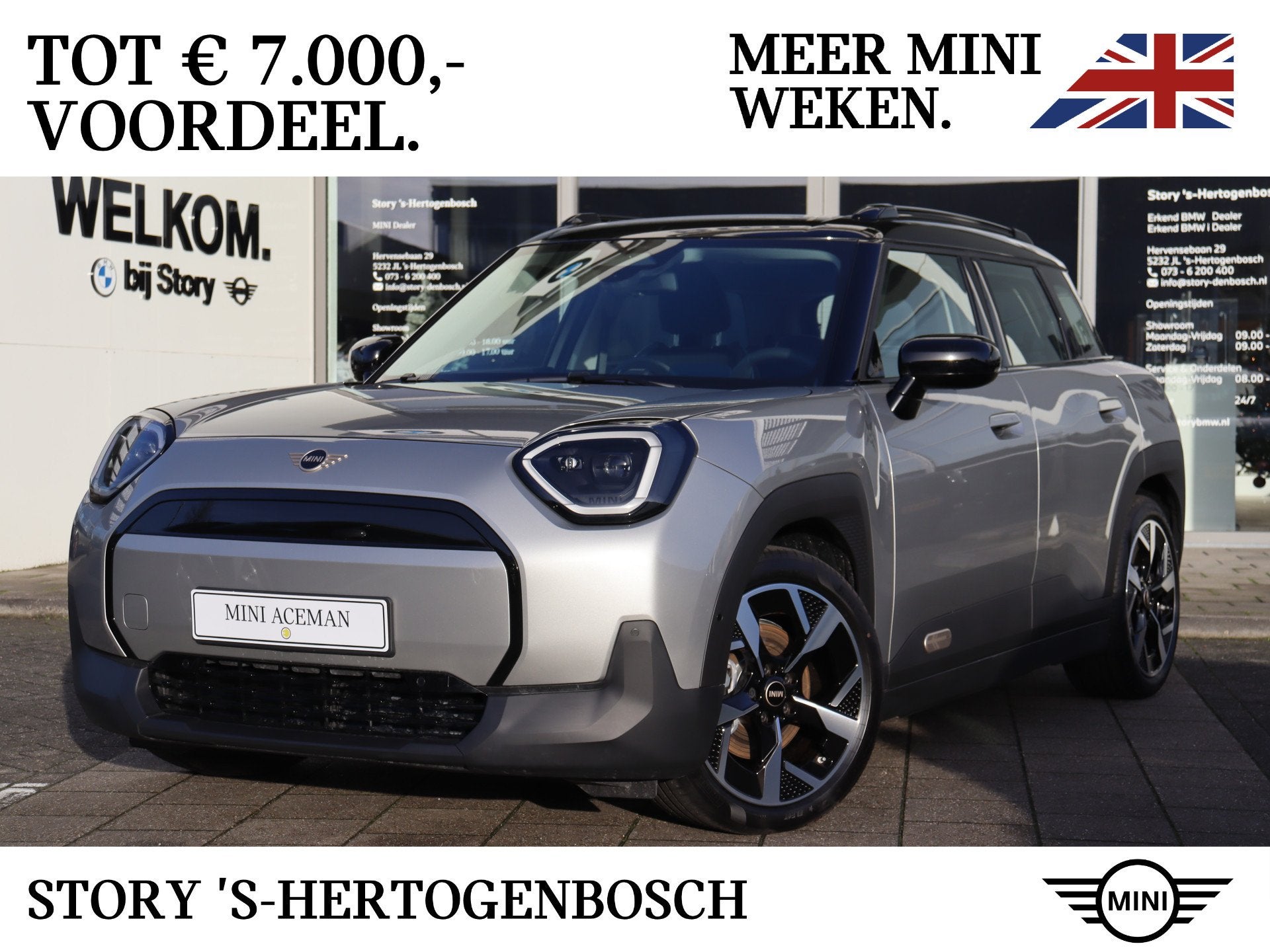 MINI Aceman E / Classic / Pakket S / 18 inch Slide Spoke 2-t, Auto's, Dealer onderhouden, Stof, Zwart, Stoelverwarming