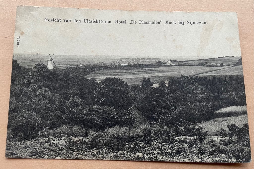 ansichtkaart van Mook, Gezicht vd Uitzichttoren met Molen., Verzenden, Voor 1920, Gelderland