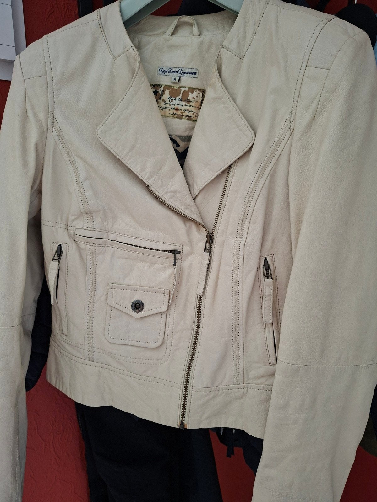 Leren jasje van Dept Denim Department, maat M, Kleding | Dames, Jassen | Zomer, Maat 38/40 (M), Dept Denim Department, Beige, Ophalen of Verzenden