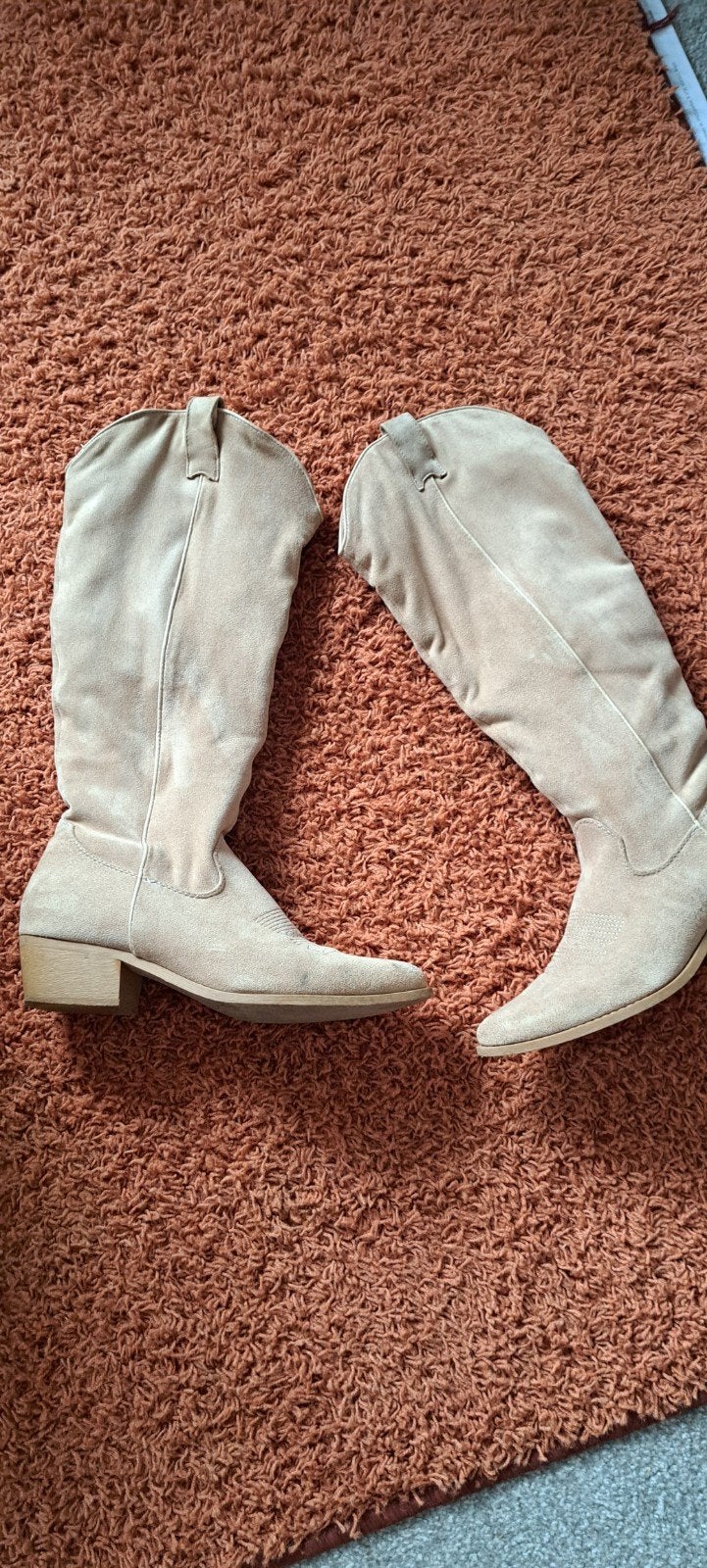Beige suède cowboylaarzen maat 41, Ophalen of Verzenden