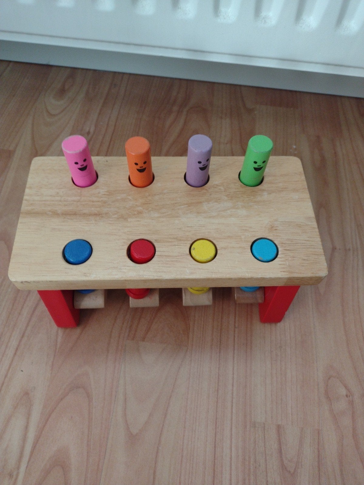 Houten hamertje tik speelgoed met vrolijke gezichtjes, Ophalen, Gebruikt, Overige typen