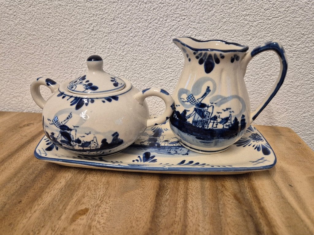 Delfts Blauw Melkkan en Suikerpot Set, Antiek en Kunst, Ophalen of Verzenden