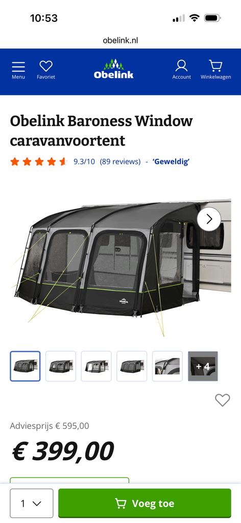 Obelink Baroness window caravanvoortent, Caravans en Kamperen, Ophalen, Gebruikt