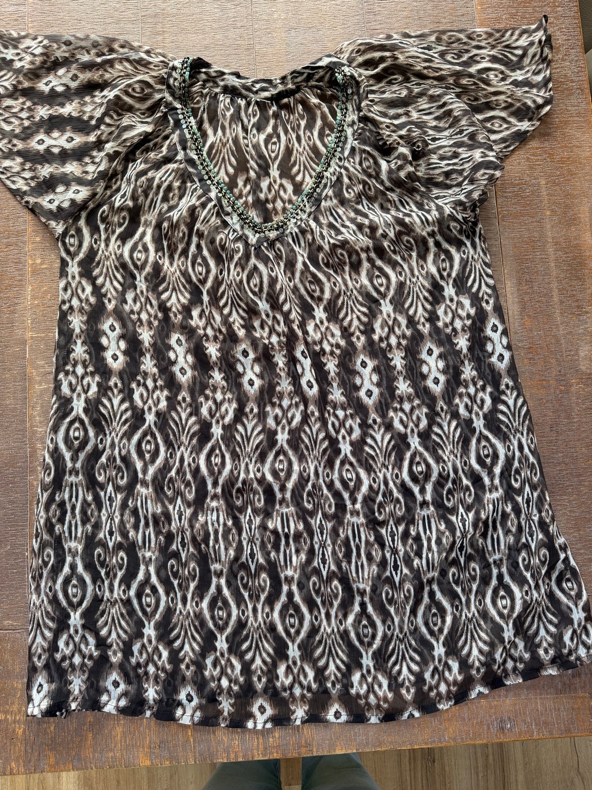 Paprika Tuniek Maat 48 Doorschijnend, Bruin, Verzenden, Maat 46/48 (XL) of groter, Korte mouw