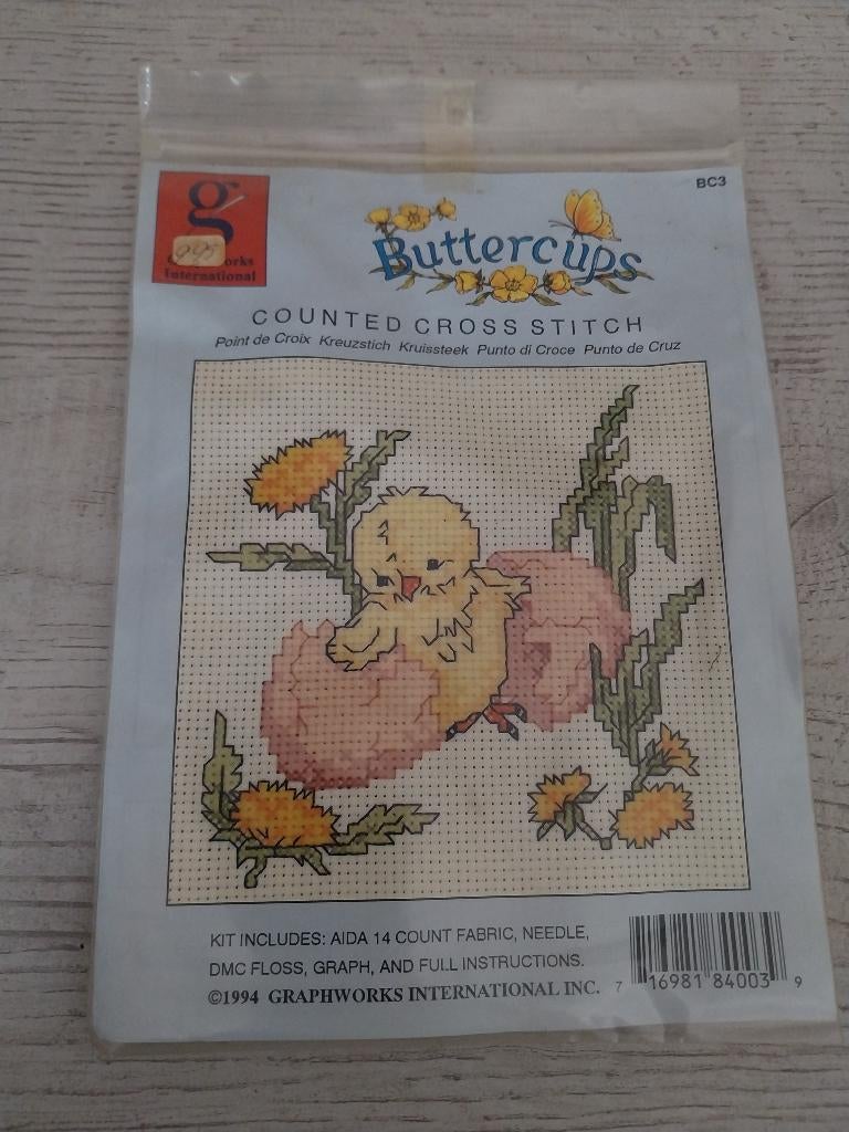 Graphworks Buttercups borduurwerk BC3 kuikentje NIEUW, Hobby en Vrije tijd, Ophalen of Verzenden, Nieuw, Handborduren, Borduurpakket
