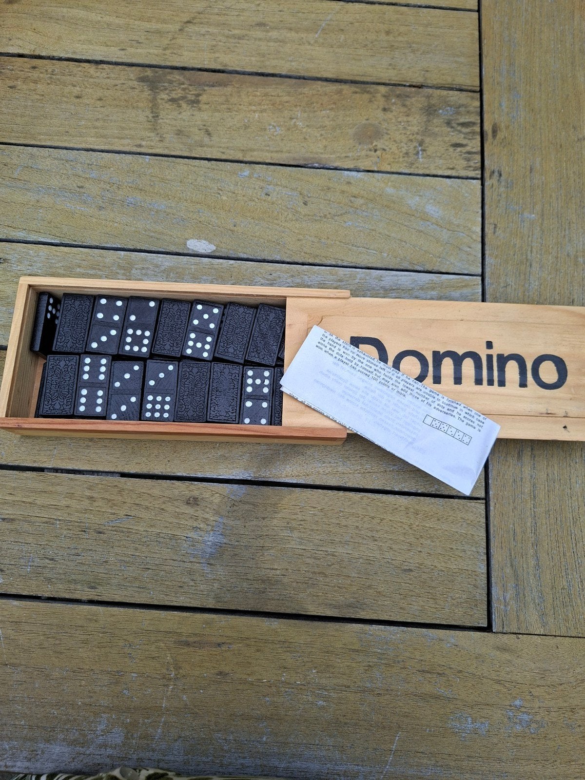 Domino spel in houten kistje, Een of twee spelers, Ophalen of Verzenden, Gebruikt