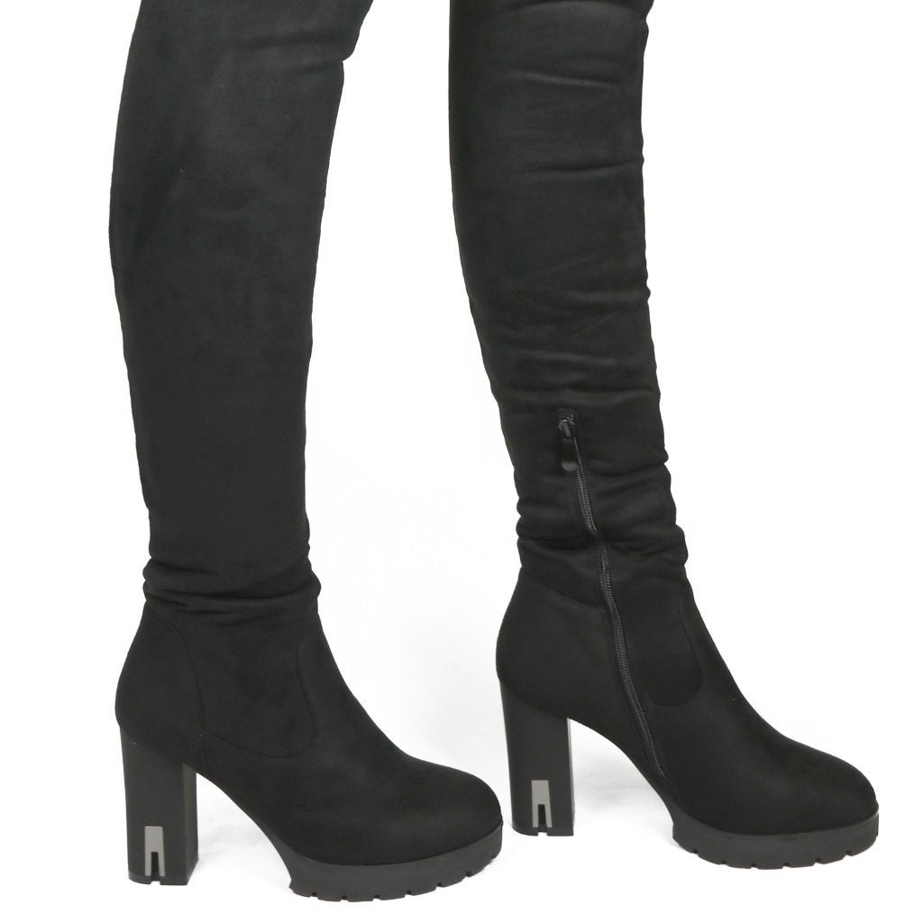 Suede Warme Laarzen, Zwart, maat 40, Hoge laarzen, Verzenden, Zwart, Gedragen
