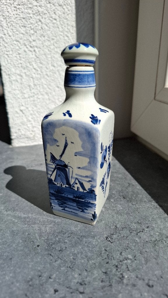 Vintage Delfts Blauw Keramiek Jeneverfles De Kuyper Holland, Ophalen of Verzenden