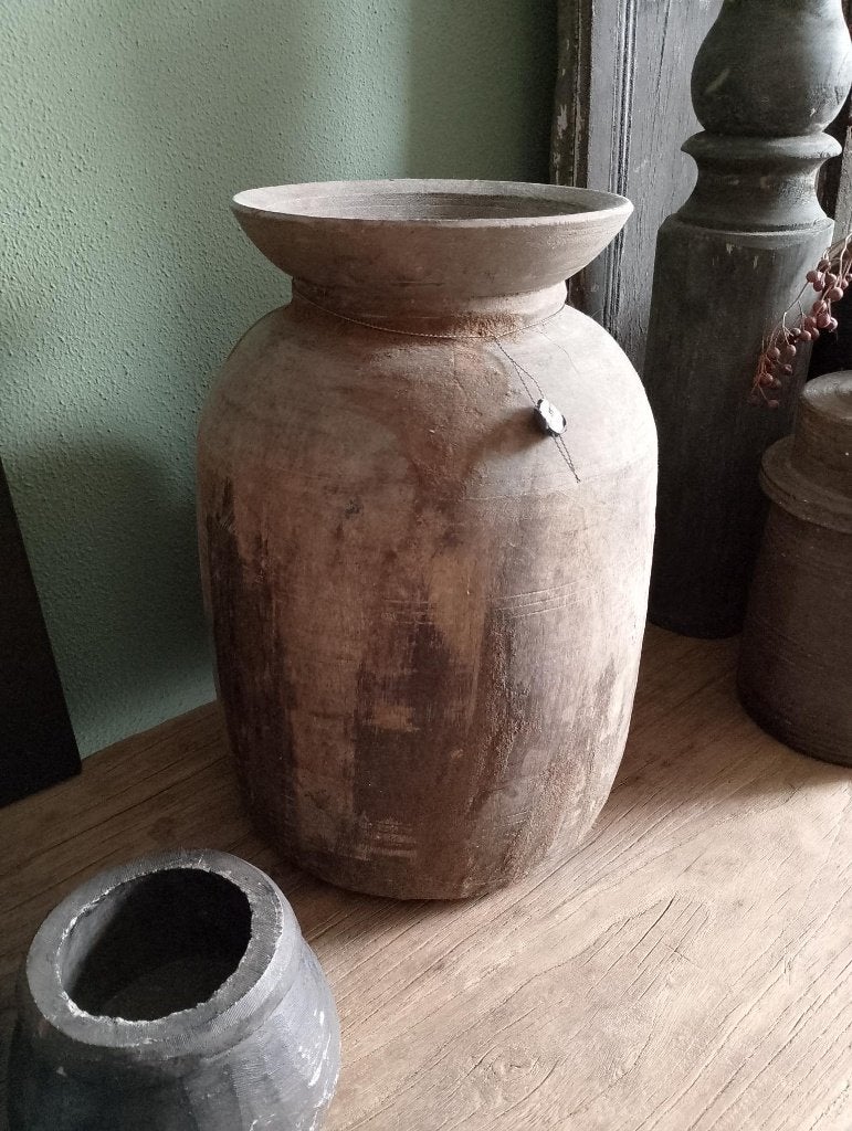 Hoffz kruik XL Nepalese kruik 38 cm hoog, Huis en Inrichting, Ophalen of Verzenden, Zo goed als nieuw, Hout, Landelijk