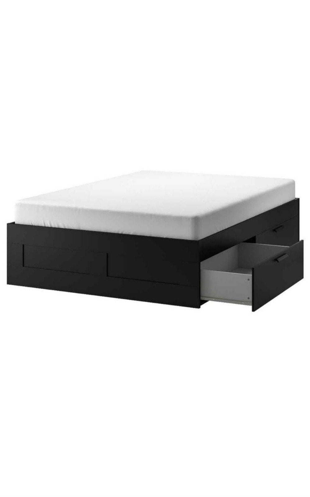 IKEA MALM bedframe met lades en VESTERÖY matras, Ophalen, Gebruikt, Zwart, Tweepersoons