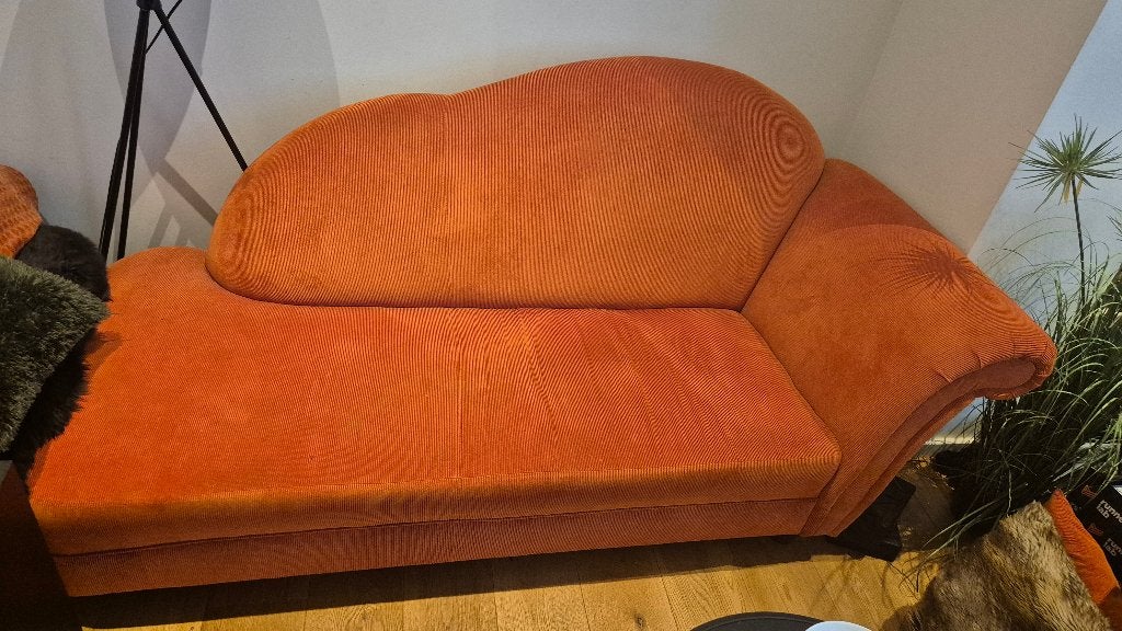 Chaise longue, sofa oranje, Huis en Inrichting, Ophalen, 150 tot 200 cm, Tweepersoons, 75 tot 100 cm