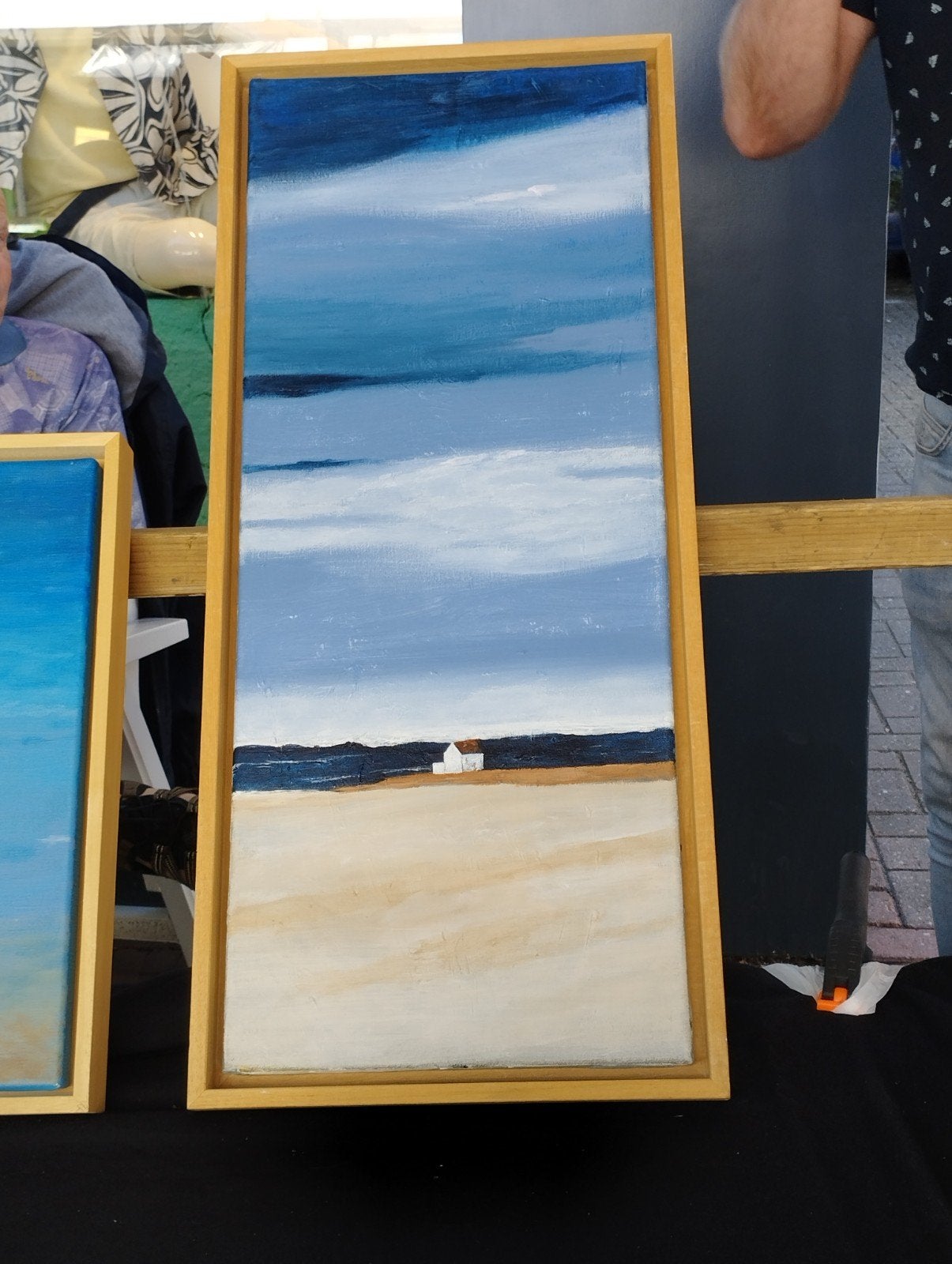 mooi schilderij incl baklijst afm ca 30x70 cm, Huis en Inrichting, Woonaccessoires | Spiegels, Ophalen of Verzenden, Rechthoekig