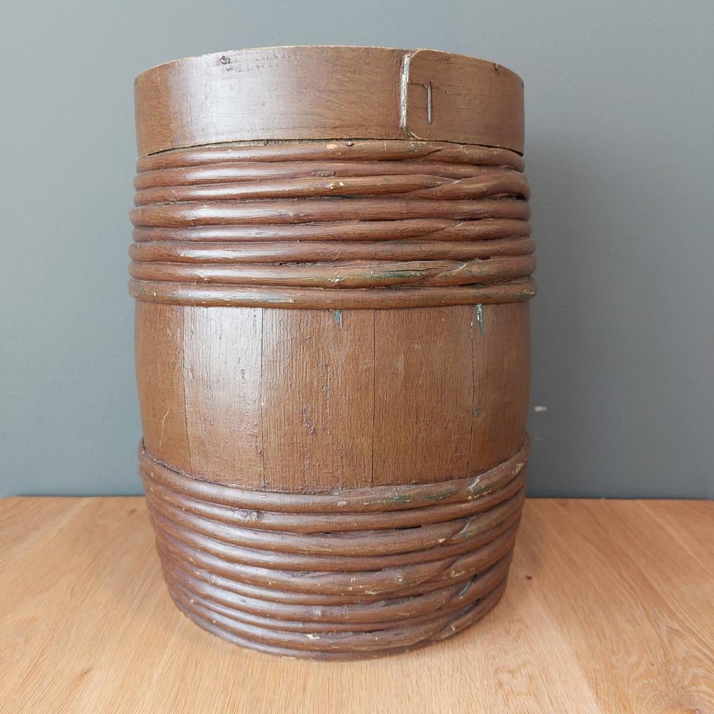 Houten ton, wilgentenen banden €35,00 antiek, Ophalen