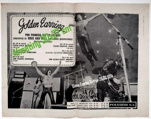 Golden Earring Tour poster Spanje., Ophalen of Verzenden, Gebruikt