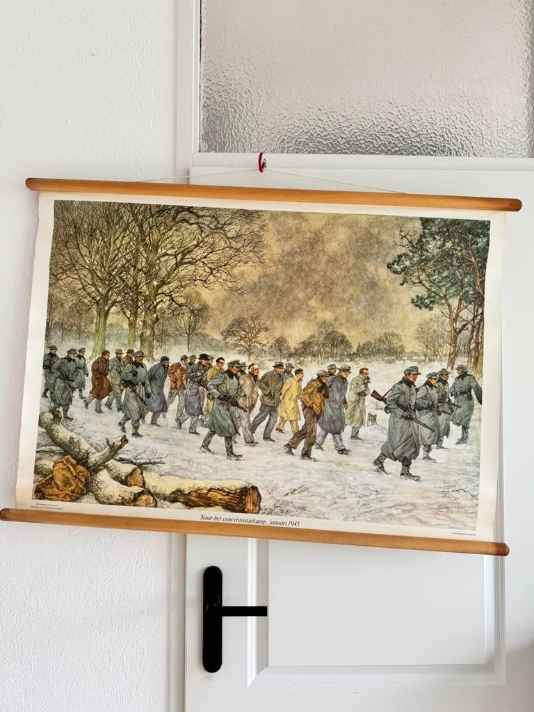 Schoolplaat ‘naar het concentratiekamp’, Ophalen of Verzenden, Geschiedenis