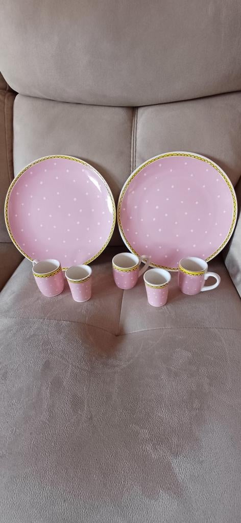 Blond Amsterdam servies roze met witte stippen., Blond Amsterdam, Nieuw, Ophalen of Verzenden, Bord(en)