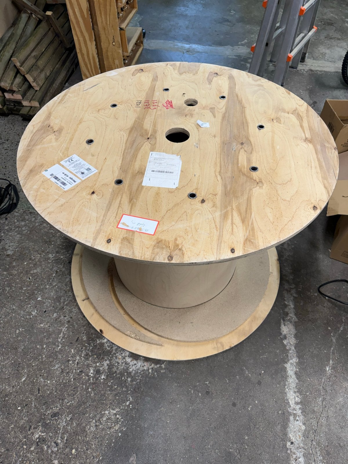 Houten kabelhaspel - Ideaal als tafel of decoratie, Ophalen, Gebruikt, 50 tot 75 cm, Rond