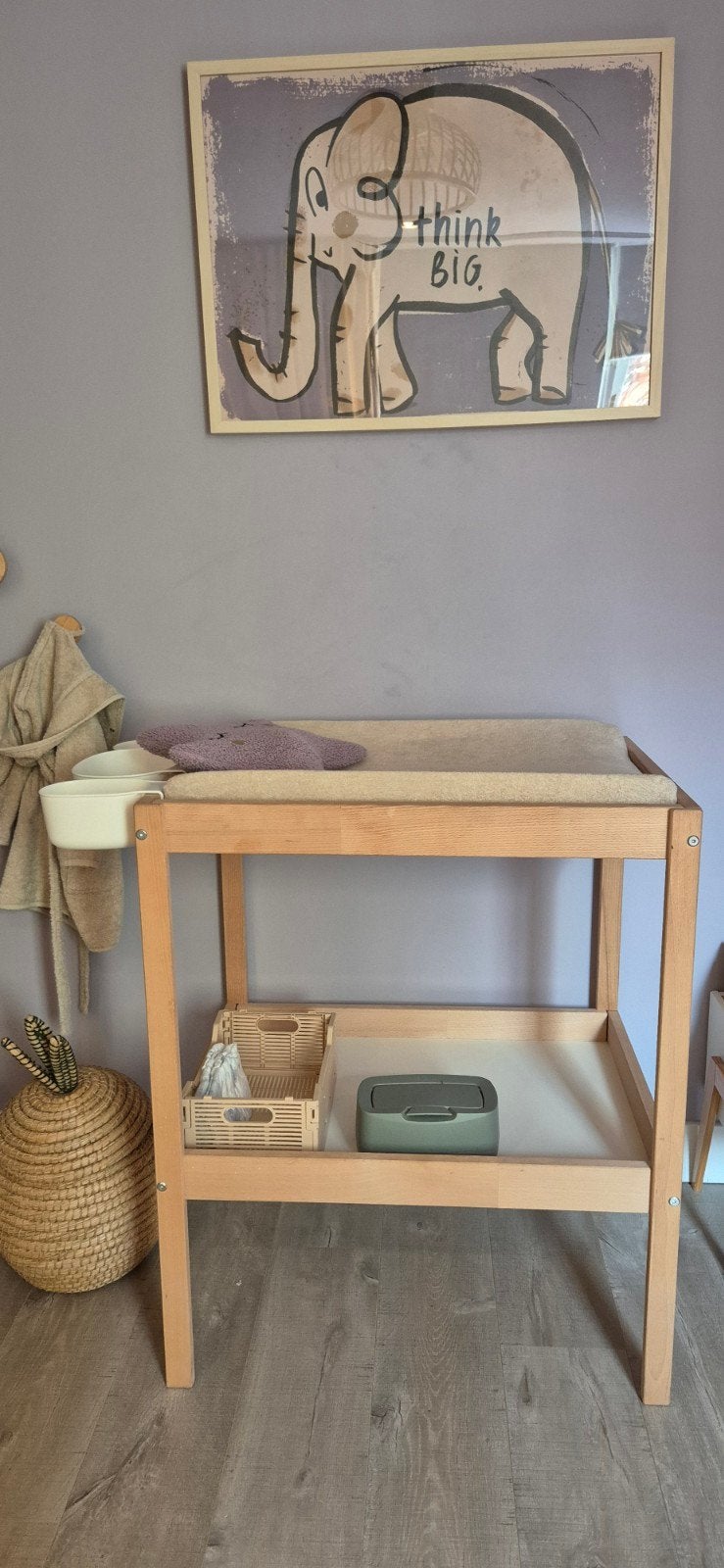 IKEA Commode beuken/wit met handige bakjes, Kinderen en Baby's, Gebruikt, 50 tot 70 cm, 75 tot 100 cm, Opstaande rand