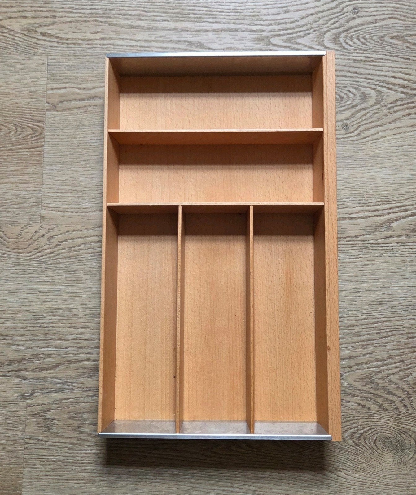 Houten bestekbak met 5 vakken, Huis en Inrichting, Hout, Ophalen of Verzenden, Bruin, Overige typen