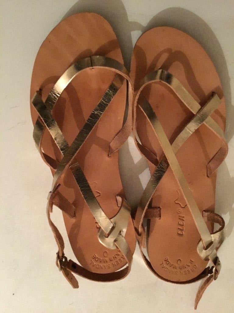 Handgemaakte Griekse Dames sandalen, Beige, Zo goed als nieuw, Handgemaakt, Sandalen of Muiltjes