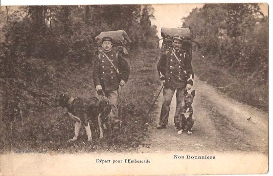 ONZE  DOUANIERS  FRANCE 1912 met honden   nr   1732, Verzenden, Voor 1920, Gelopen, Hond of Kat