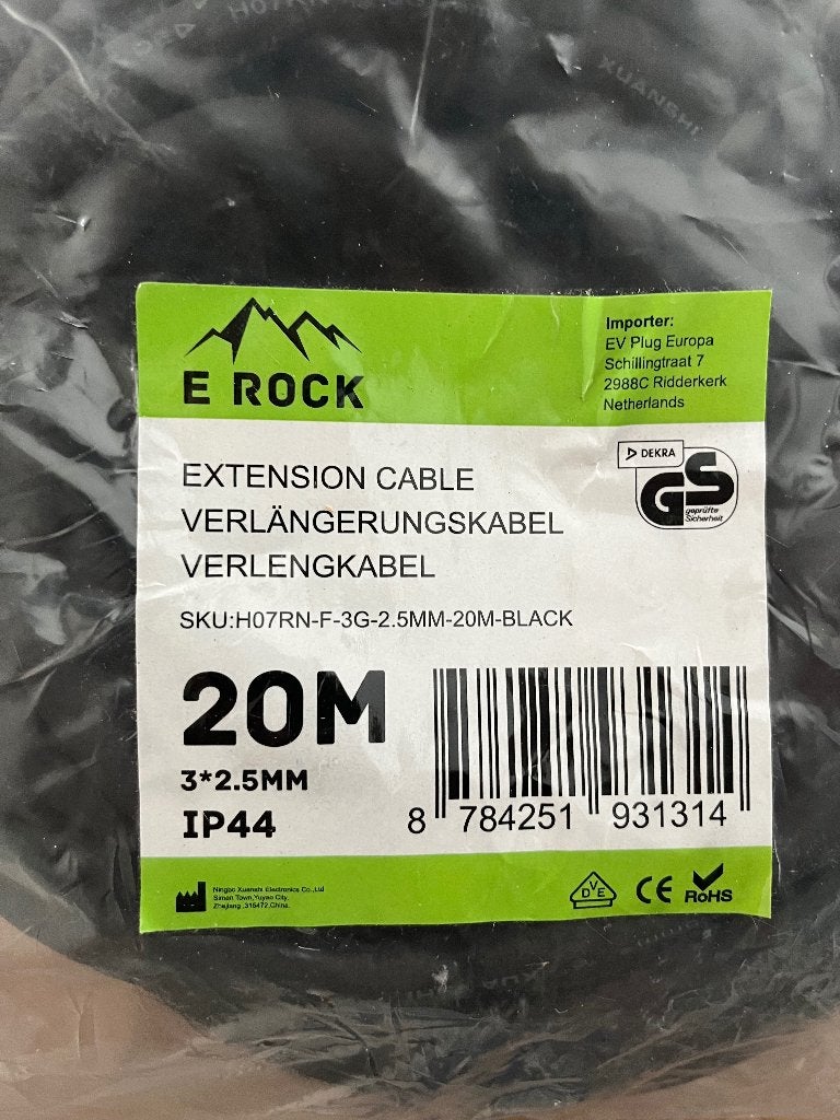 IP44 Verlengsnoer camping 20 meter 3 x 2,5 mm, Ophalen of Verzenden, Nieuw