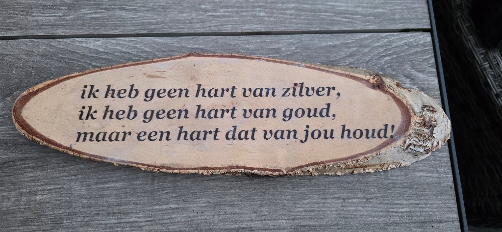 Tekst bordje van hout, Ophalen of Verzenden, Gebruikt